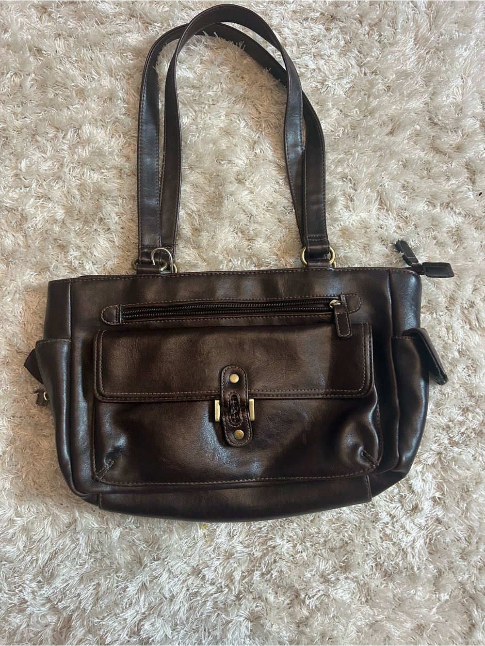 Classic Brown Leather Shoulder Bag - Women's Shoulder Bag
